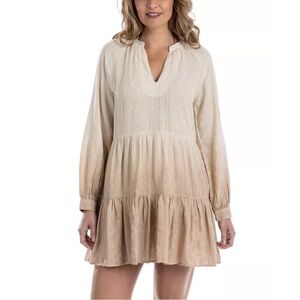 dotti beige ombré ruffle mini dress